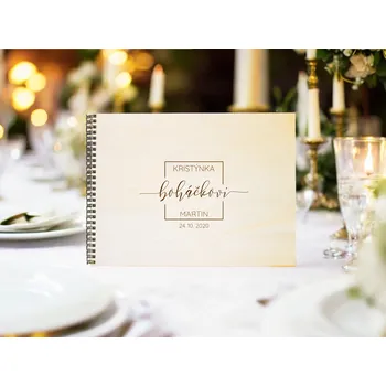 Svatební dřevěné fotoalbum minimalistické Počet listů: 40 listů +40Kč