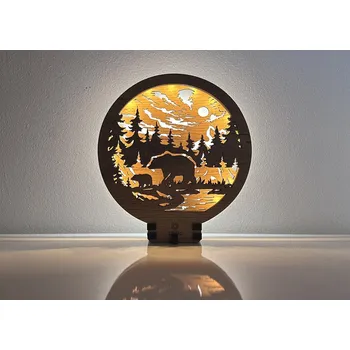 Lampička Li-Go "Medvědi" lampa 20x22cm provedení povrchu: dub světlý