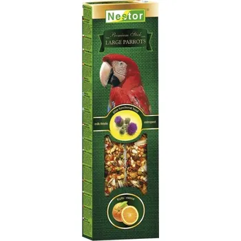 Krmivo pro ptáka Nestor tyčinky XXL Premium pro velké papoušky ovoce a ostropestřec 2ks