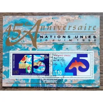 Poštovní známka OSN Ženeva raz. aršík Bl 6, 45 let UNO, doprava, r. 1990