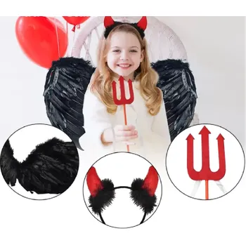 Karnevalový kostým Set - HALLOWEEN - ČERNÝ ANDĚL (Značka: GIUGIO)