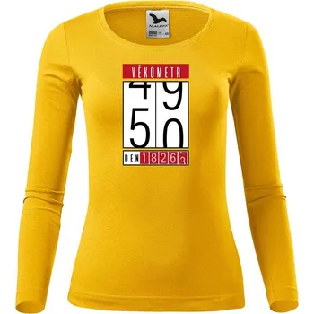 Dámské tričko DOBRÝ TRIKO Dámské bavlněné triko Věkometr 50 Velikost: M, Barva: Žlutá
