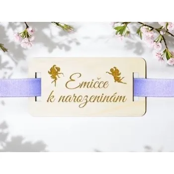 Cedulka na dárky víly dřevěná