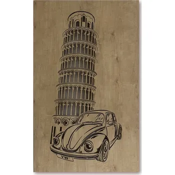 Obraz Li-Go "Volkswagen Brouk" světelný obraz 230V 80x50cm provedení povrchu: dub světlý