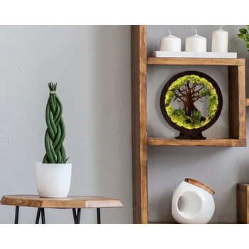 Lampička Li-Go "Mech a strom" lampa 20x22cm provedení povrchu: dub světlý