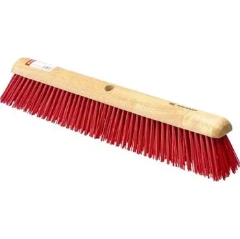 Pouliční smeták Kramp kulatý 600 mm (KP-5206050KR) (Dřevěný pouliční smeták Kramp bez násady se standartním připojením Ø 28 mm. S červenými syntetickými vlákny PPN. Pracovní šíře 600 mm.)
