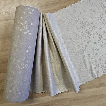 Stolování Vánoční běhoun zlaté hvězdy na béžové cena za 1 metr Český výrobce