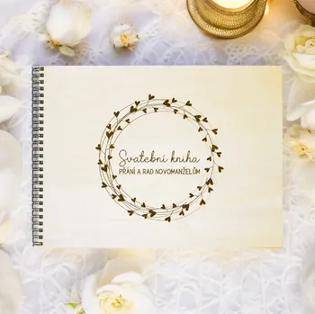 Kancelářský papír Svatební kniha přání a rad srdce v kruhu Velikost: A4, Počet listů: 40 +40Kč, Papír uvnitř: bílý papír +0Kč
