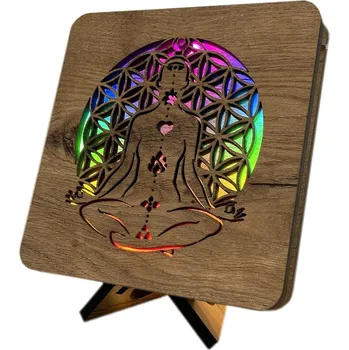 Lampička Li-Go "Čakry" lampa 19x19cm provedení povrchu: dub světlý