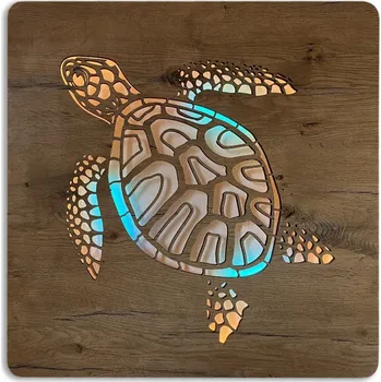 Obraz Li-Go "Želva" světelný obraz RGBW s baterií 62x62cm provedení povrchu: dub světlý