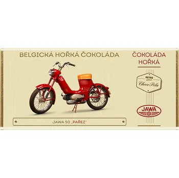 Čokoláda Čokoláda RETRO 100g motorka"JAWA 50 Pařez" - hořká (Belgická hořká čokoláda - 53% obsah kakaa)