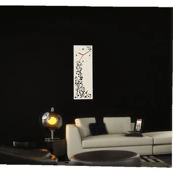 Hodiny Obdélníkové nástěnné hodiny s ornamenty Černá