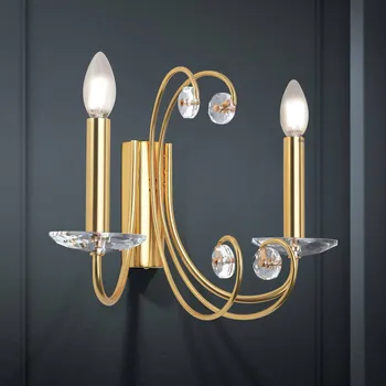 Lampička Orion Nástěnné svítidlo Ariane, zlatá barva, šířka 37,5 cm, křišťál zlatá, čirá 2 x 40 W - Doprava zdarma