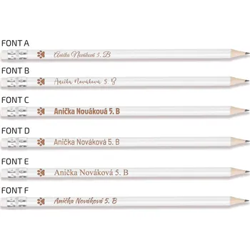 Grafitová tužka Tužka tlapka Barva: Bílá, Písmo: Font F