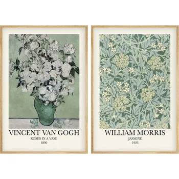 Obraz Dekorativní obraz v dřevěném rámu květy od Gogha a Morrise, 2ks 30 x 40 cm + vyzvednutí ZDARMA