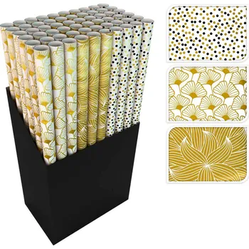 Balící papír Dárkový balící papír vánoční v roli 70x200 cm (3 motivy) tropical gold
