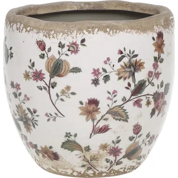Obal na květináč Keramický obal na květináč s květy Nancy - Ø 15*13 cm