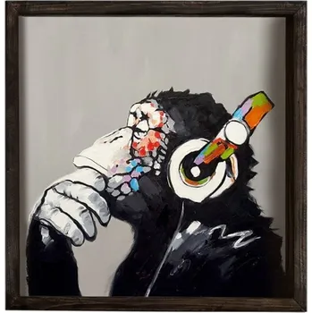 Obraz Dekorativní obraz v dřevěném rámu opice, 33 x 33 cm + vyzvednutí ZDARMA
