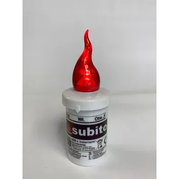 Svíčka LED hřbitovní svíčka červená s bateriemi, 11,3x 4,3 cm [1 ks] (BEL) - CH6C