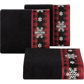Ručník ArtFir Vánoční ručník RUDOLF 02A | černá/červená 50 x 90 cm
