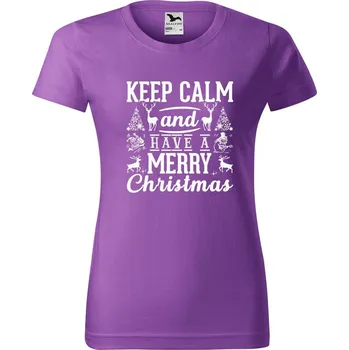 Dámské tričko DOBRÝ TRIKO Dámské tričko s potiskem Keep calm christmas Barva: Fialová, Velikost: M