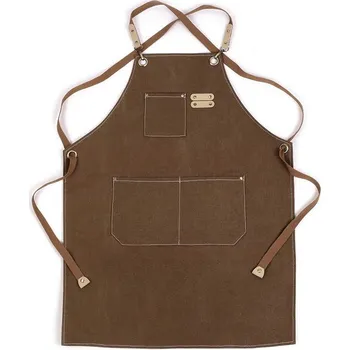 Kuchyňská zástěra Zástěra profesionální nastavitelná z hrubé bavlny - 1 hnědá světlá