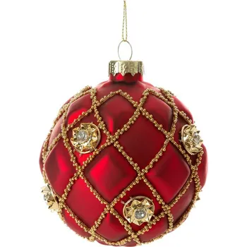 Vánoční ozdoba ArtFir Vánoční dekorace KOULE 446 | skleněná červená 8 cm