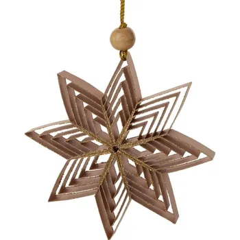 Vánoční dekorace ArtFir Vánoční dekorace HVĚZDA 77 | růžová/zlatá 12 cm