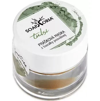 Pleťová maska Prášek z listů Tulsi na pleťovou masku (proti akné, vyrážkám, černým tečkám)