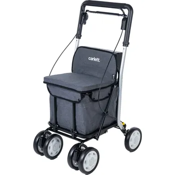 Chodítko pro seniory Carlett Senior Move nákupní taška na kolečkách, brzda, sedák, ledově šedá, 29L
