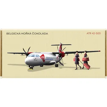 Čokoláda Čokoláda 100 g hořká RETRO letadlo ATR-42 (belgická čokoláda v edici historických letadel)