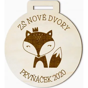 Dřevěná medaile pro prvňáky liška