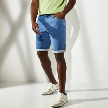 Dámské kraťasy Bavlněné strečové bermudy s pružným pasem sepraná modrá 44