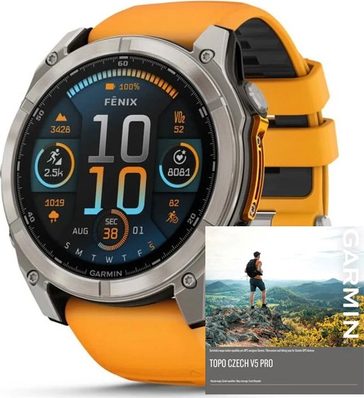Garmin Fenix 8 Amoled Sapphire 51 mm Titanium Orange Titanium Orange + dárek