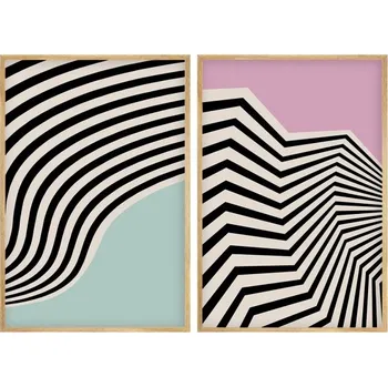 Obraz Dekorativní obraz v dřevěném rámu abstrakce čtyř barev, 2 ks 30 x 40 cm + vyzvednutí ZDARMA