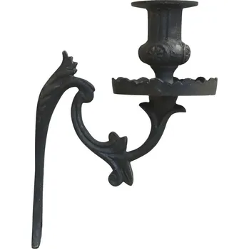 Svícen Mosazný antik kovový nástěnný svícen Old French - 14*8*21 cm