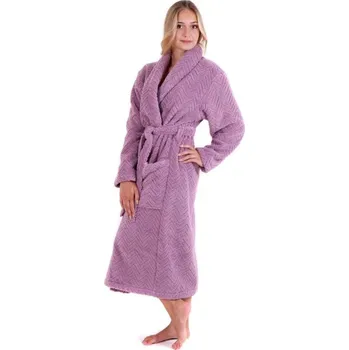 Dámský župan Bavlněný župan Athena s límcem fialková 21 16 4605 - XL