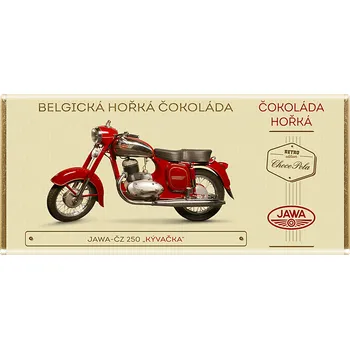 Čokoláda Čokoláda RETRO 100g motorka JAWA 250 KÝVAČKA hořká (Belgická hořká čokoláda - 53% obsah kakaa / belgian dark chocolate)