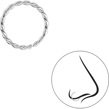 Piercing Stříbrný Twisted kroužek do nosu 10 mm Ag 925/1000