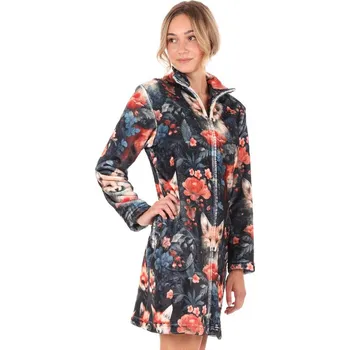 Dámský župan Župan ZORA se zipem a potiskem lišek 71 26 0017 - XL