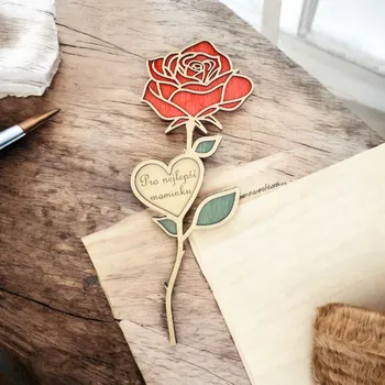 umělá květina Dřevěná růže Barva: Červená