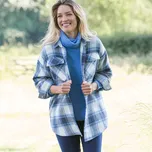 Kostkovaná košilová bunda z česaného flanelu indigo 52