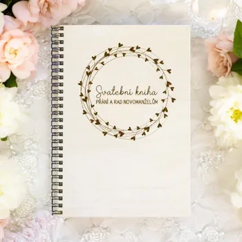 Kancelářský papír Svatební kniha přání a rad srdce v kruhu Velikost: A5, Počet listů: 50 +60Kč, Papír uvnitř: bílý papír +0Kč