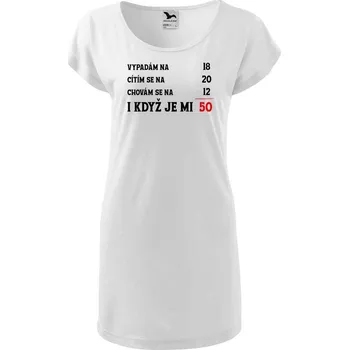 Dámské tričko DOBRÝ TRIKO Dámské tričko/šaty s potiskem Je mi 50 Velikost: XS, Barva: Bílá
