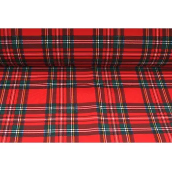 Kostýmová látka, skotská kostka, červená, látky, metráž