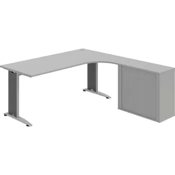 Kancelářský vozík HOBIS kancelářský stůl pracovní, sestava levá - FE 1800 HR L, šedá + doprava zdarma