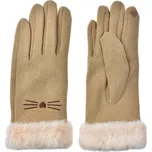 Béžové dámské rukavice s kožíškem - 9*23*2 cm