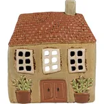 Hnědý keramický svícen na čajovou svíčku domek Amster Village - 17*10*19 cm