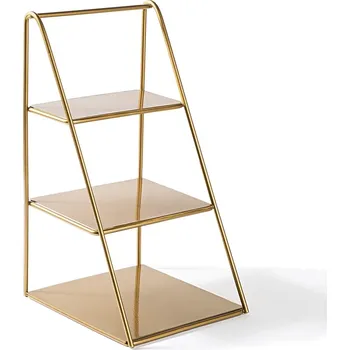 Dekorativní třípatrový kovový stojan zlatý, 30 x 17 x 16 cm + vyzvednutí ZDARMA