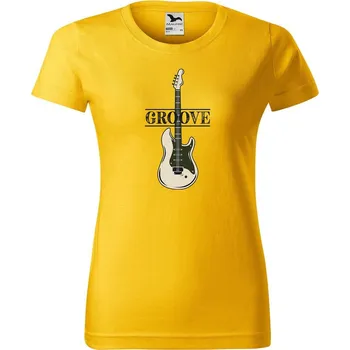 Dámské tričko DOBRÝ TRIKO Dámské tričko s potiskem Baskytara Barva: Žlutá, Velikost: S